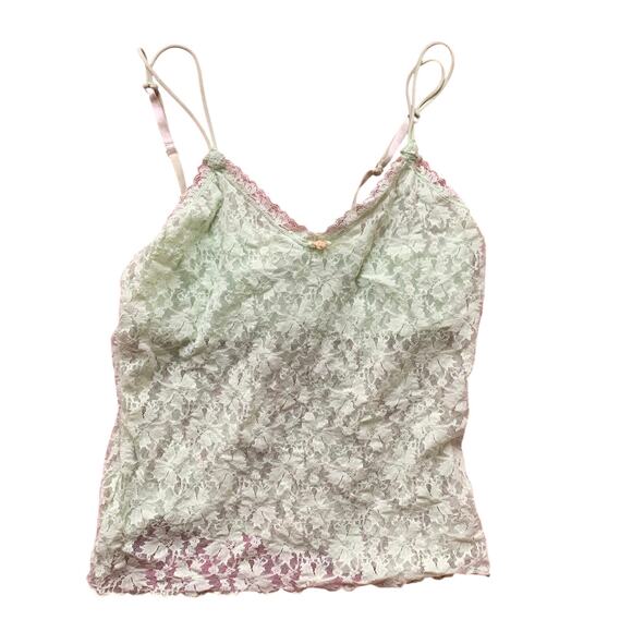 Secret Treasures Tops - Y2K Vintage Light Green Lace Secret Treasures Camisole Sweetheart Flower MEDIUM